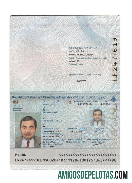 Passaporte do Líbano 2021 presente baixar para verificação